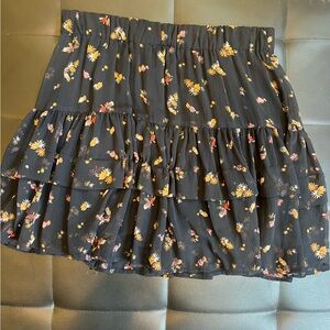 Free People Floral Black Skirt